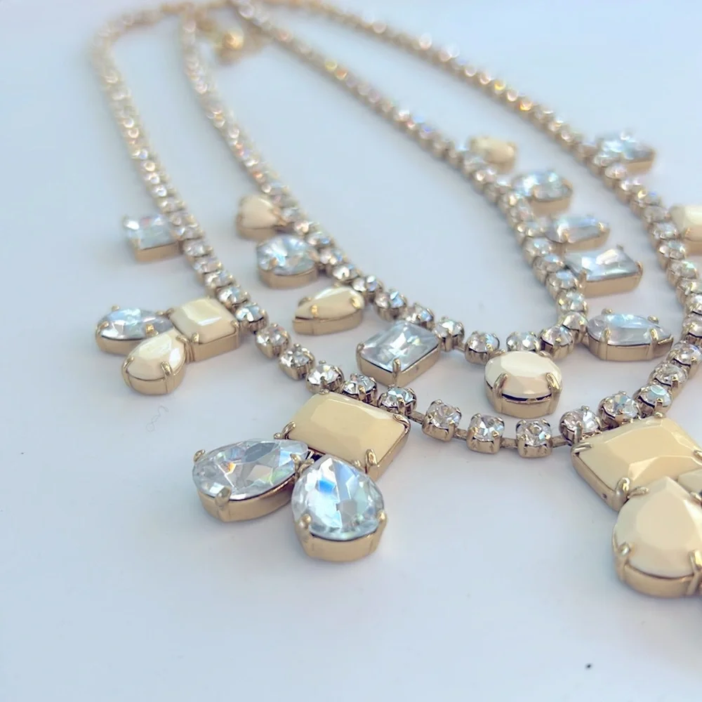 Rare Kate Spade Double Layer Secret Garden Rhinestone Statement Necklace